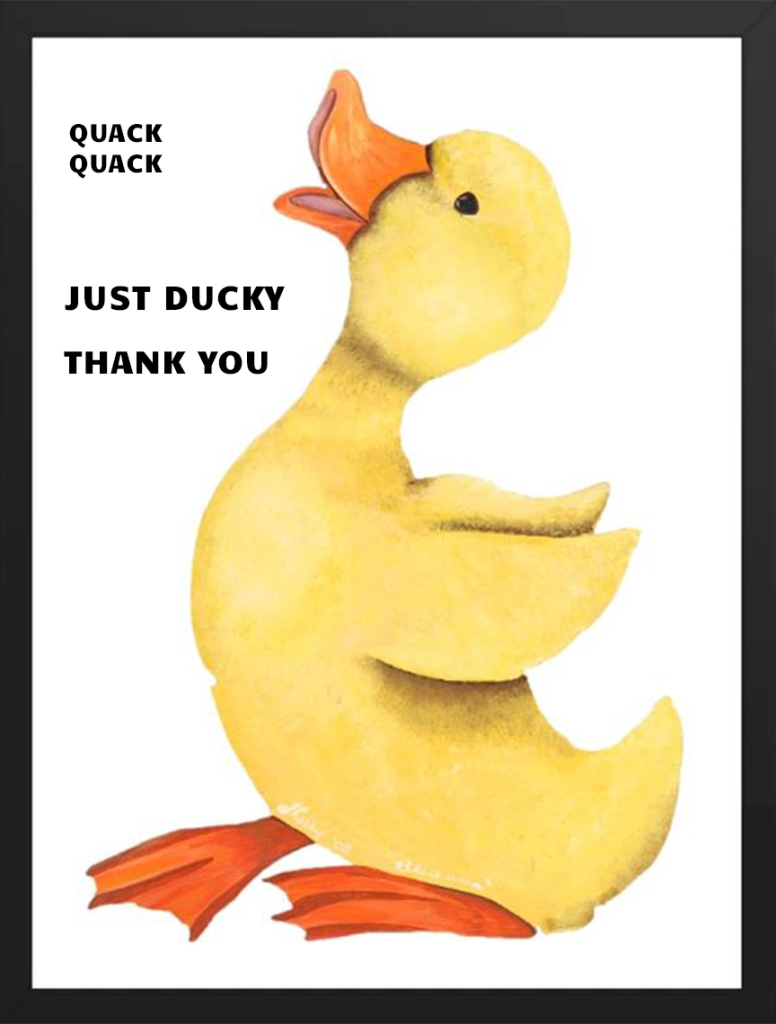 Cute yellow duckling with a thank you message.