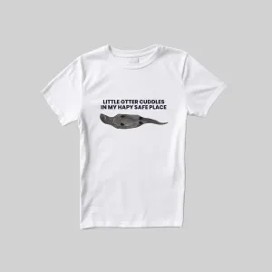 White t-shirt with a whale and humorous text design.