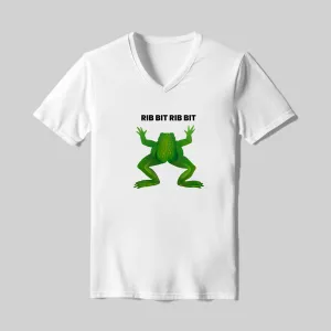 White T-shirt with two green frogs and text "KISS MY RIBBIT".