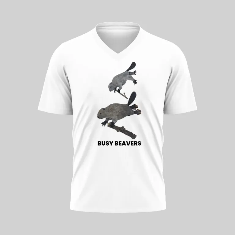 White T-shirt with a graphic of a person jumping over a shadow and text.