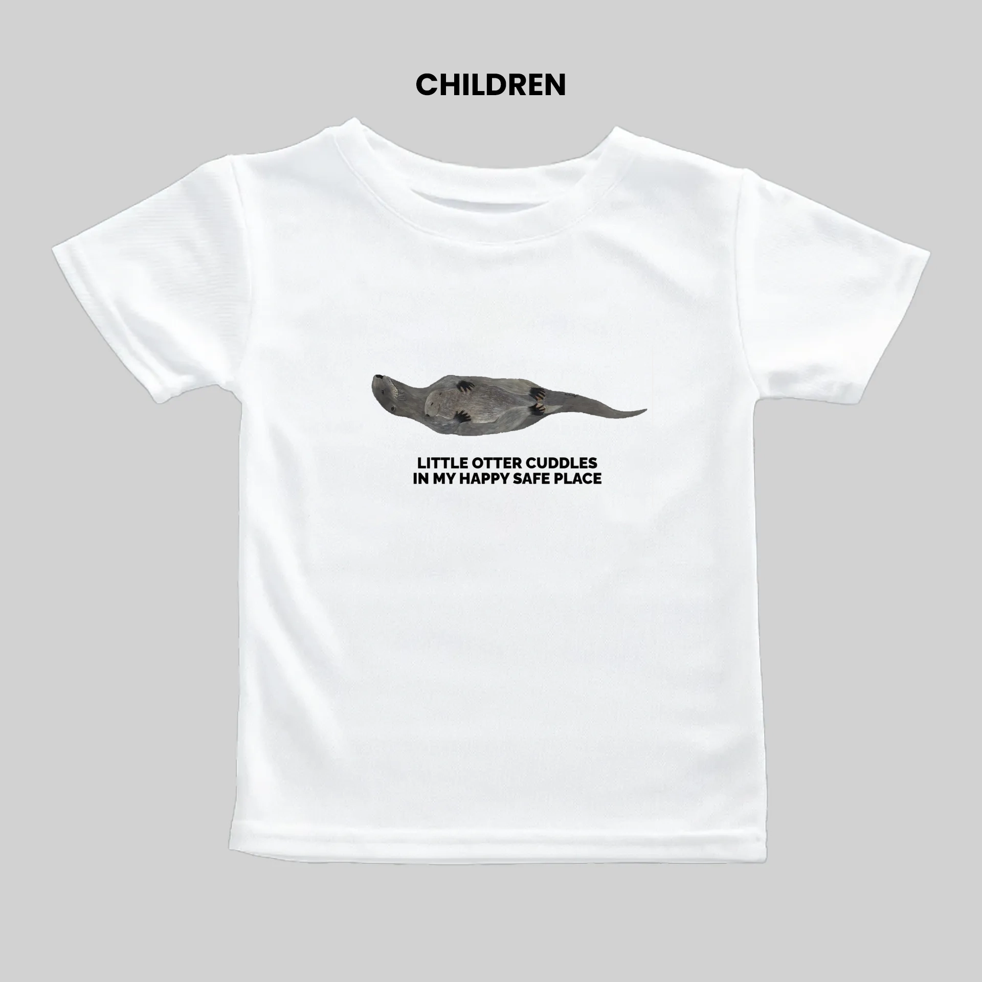 White children's t-shirt with a pigeon and text design.