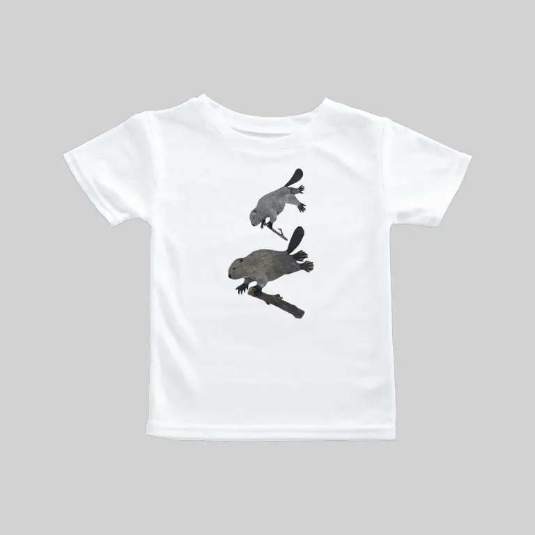 White t-shirt with a silhouette skateboarder graphic.