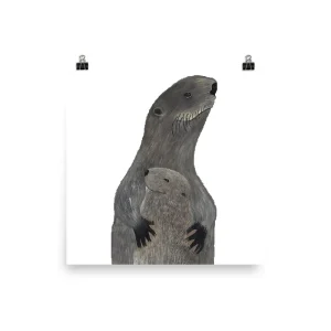 Minimalistic illustration of a standing otter with a neutral expression.
