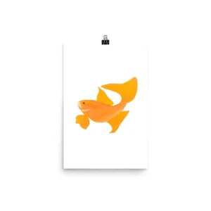 Minimalist abstract art in bright orange shapes on white.