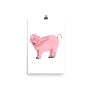 Cute pink pig illustration on a white background.