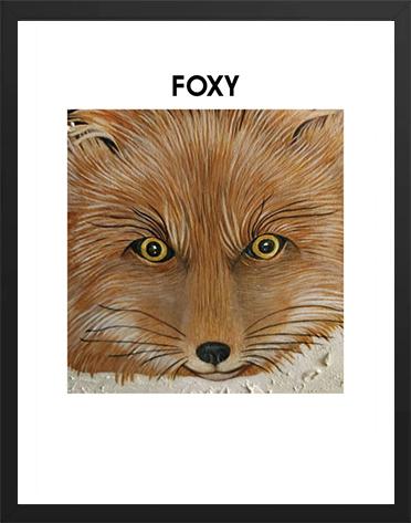 Close-up illustration of a fox's face with the word 'FOXY' above.
