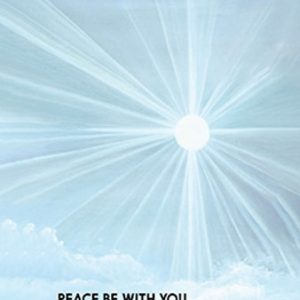 Radiant white light beams spreading outward in a serene pattern.