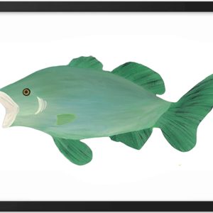 Illustration of a green largemouth bass fish.