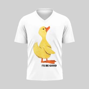 White T-shirt with a cute yellow duck and text.