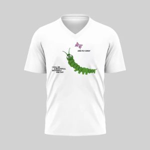 White t-shirt featuring a green chili and text design.