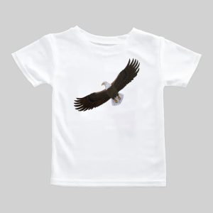 White t-shirt with a soaring eagle graphic in the center.