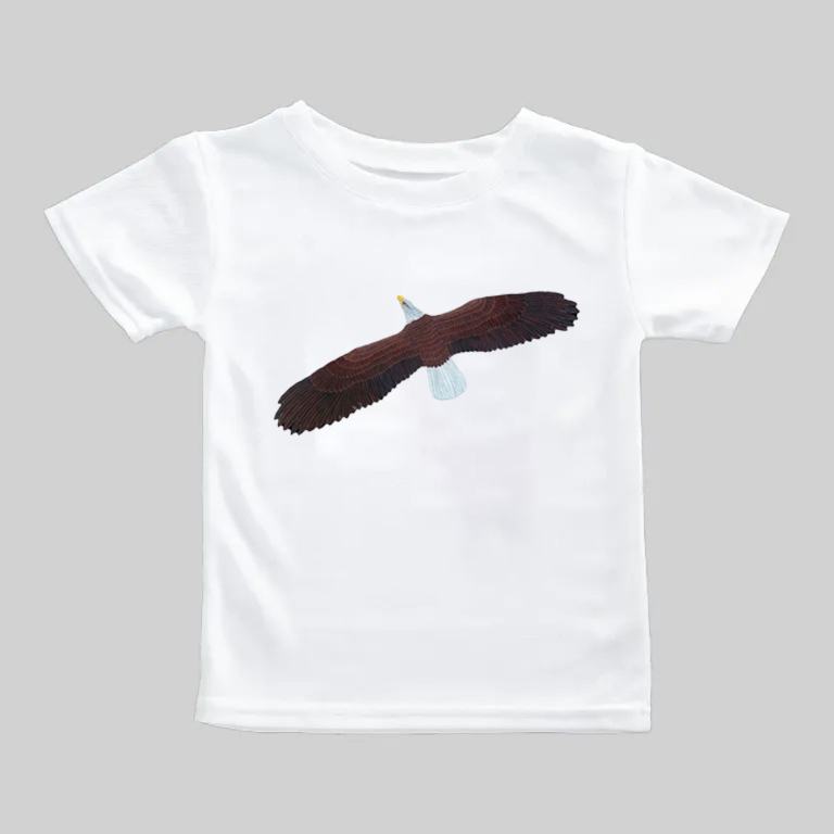 White T-shirt with a soaring eagle graphic in the center.