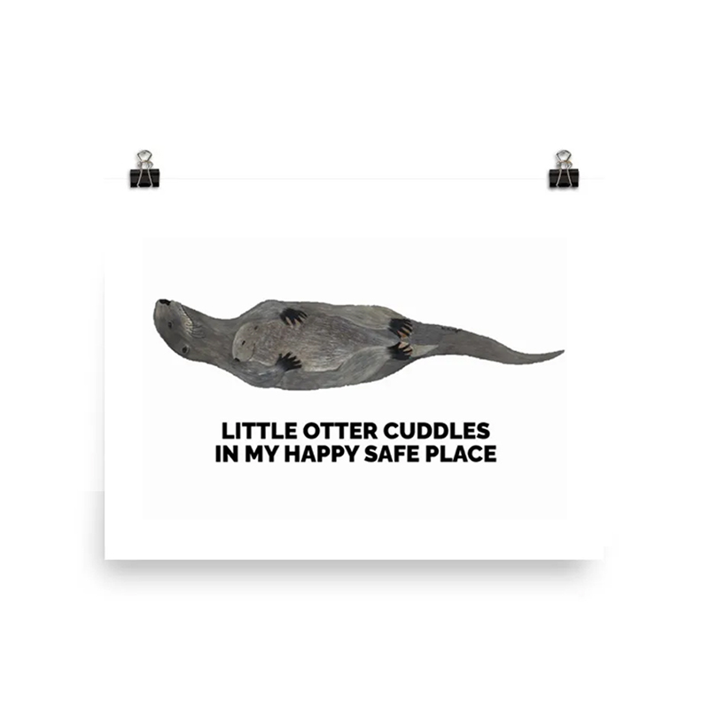 A cute otter illustration with a heart and loving text.