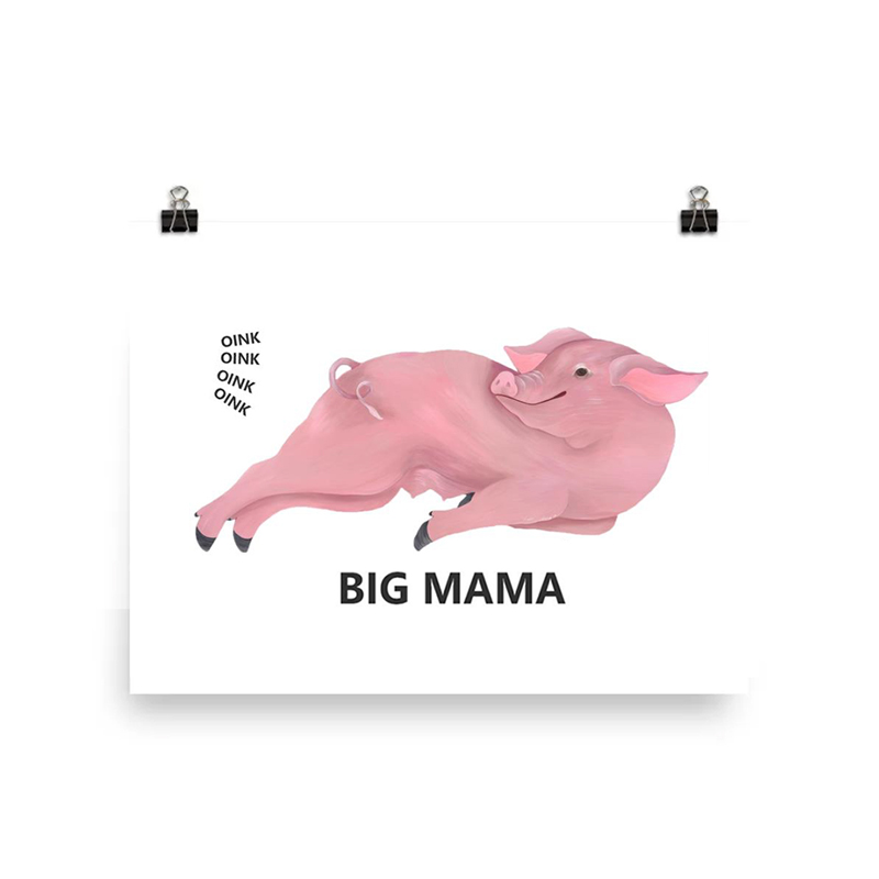 Illustration of a reclining pink pig labeled 'Big Mama'.