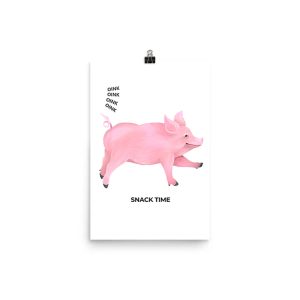 Illustration of a pink pig with text below it.