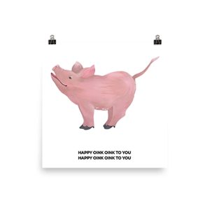 Pink pig illustration with positive message about self-worth.