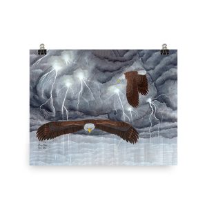 Artistic depiction of a glowing horse with a brown saddle on a textured background.